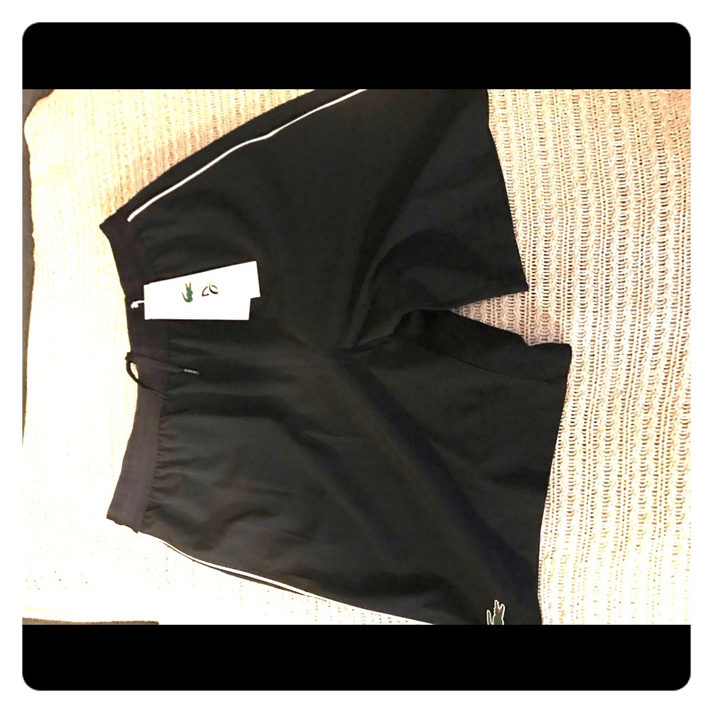 Lacoste  , black white vented sports shorts